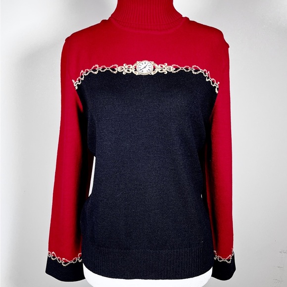 ST. John Sport By Marie Gray wool blend holiday turtleneck knit top swea… - Picture 12 of 12